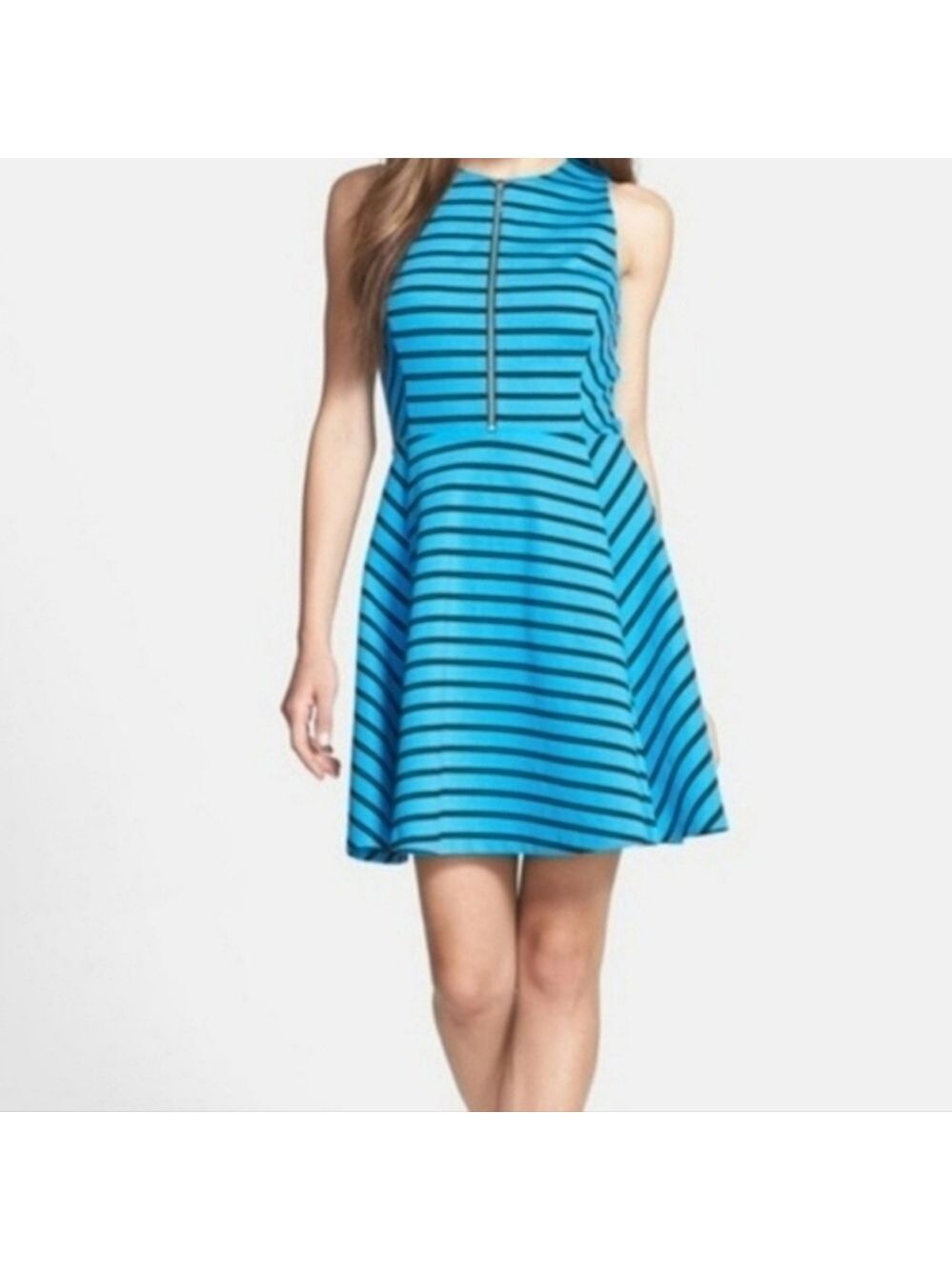 Michael Kors Blue Striped Skater Dress